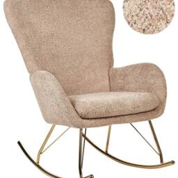 Wyld and Coco Beige Bouclé Rocking Armchair with Metal Legs Retro Style - thumbnail 2
