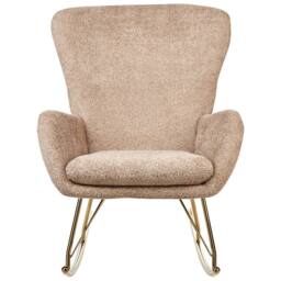 Wyld and Coco Beige Bouclé Rocking Armchair with Metal Legs Retro Style - thumbnail 3