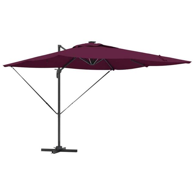 Berkfield Home Cantilever Roma Parasol with LEDs in Bordeaux Red, 286 x 285 x 27… in Burgundy - image 1