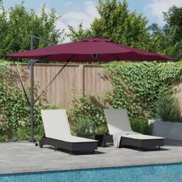Berkfield Home Cantilever Roma Parasol with LEDs in Bordeaux Red, 286 x 285 x 27… in Burgundy - thumbnail 2