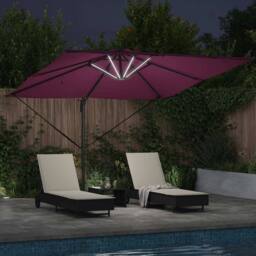 Berkfield Home Cantilever Roma Parasol with LEDs in Bordeaux Red, 286 x 285 x 27… in Burgundy - thumbnail 4