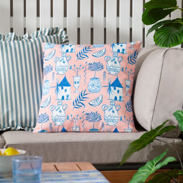 Furn Aegina Printed Outdoor Cushion in Peach - image 1