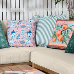 Furn Aegina Printed Outdoor Cushion in Peach - thumbnail 6