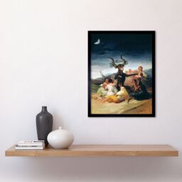 "Artery8 Wall Art Print Francisco Goya 1798 Witches Sabbath Painting Goat & Coven in Fantasy Landscape Art Framed - Size: W12"" x H16""" - thumbnail 2
