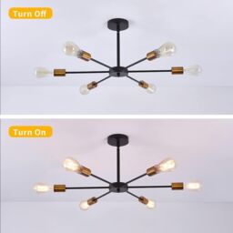 Garwarm 6-Lights Sputnik Modern Industrial Chandelier for Farmhouse Kitchen Living Room in Black - thumbnail 3