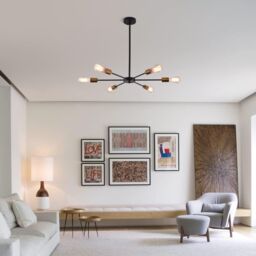 Garwarm 6-Lights Sputnik Modern Industrial Chandelier for Farmhouse Kitchen Living Room in Black - thumbnail 4