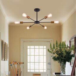 Garwarm 6-Lights Sputnik Modern Industrial Chandelier for Farmhouse Kitchen Living Room in Black - thumbnail 1