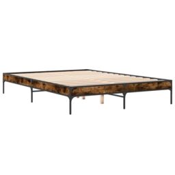 Berkfield Home Bed Frame without Mattress Smoked Oak 140x200 cm in Brown - thumbnail 6