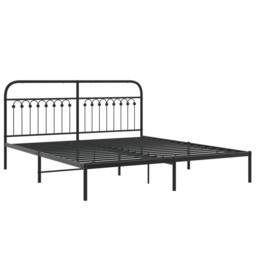 Berkfield Home Metal Bed Frame without Mattress with Headboard Black 183x213cm - Size: 183x213 cm - thumbnail 3