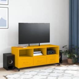 Berkfield Home TV Cabinet Mustard Yellow 100.5x39x43.5 cm Steel - thumbnail 3