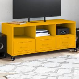 Berkfield Home TV Cabinet Mustard Yellow 100.5x39x43.5 cm Steel - thumbnail 2