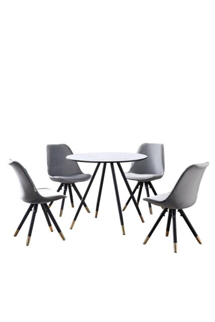 Life Interiors Sofia' Dorchester LUX Dining Set with a Table & Chairs Set of 4 in Light Grey - image 1