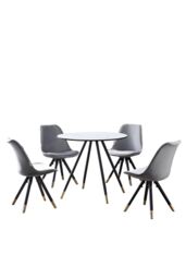 Life Interiors Sofia' Dorchester LUX Dining Set with a Table & Chairs Set of 4 in Light Grey - thumbnail 1