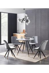 Life Interiors Sofia' Dorchester LUX Dining Set with a Table & Chairs Set of 4 in Light Grey - thumbnail 2