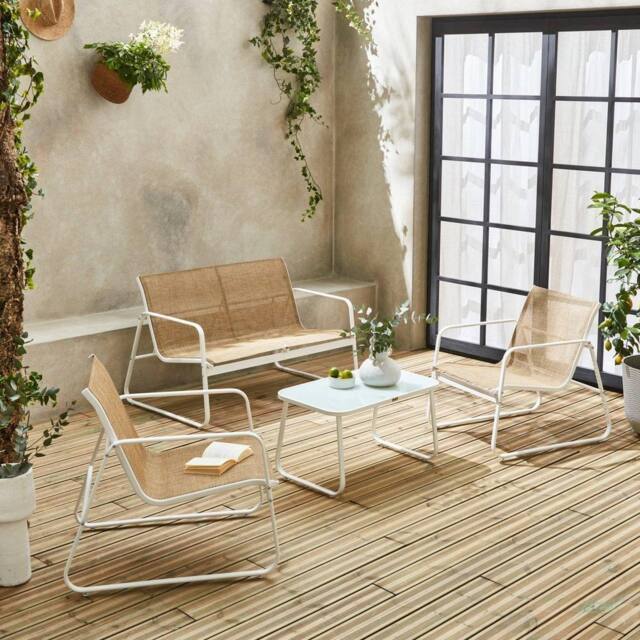 sweeek 4-seater Metal Garden Furniture Set in White - image 1