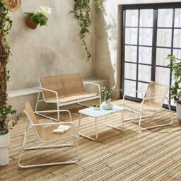 sweeek 4-seater Metal Garden Furniture Set in White - thumbnail 1