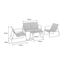 sweeek 4-seater Metal Garden Furniture Set in White - thumbnail 5