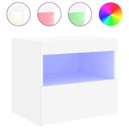 Berkfield Home Beautiful Bedside Cabinet with LED Lights White 50x40x45 cm - Size: 50 x 40 x 45 cm - thumbnail 3