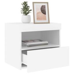 Berkfield Home Beautiful Bedside Cabinet with LED Lights White 50x40x45 cm - Size: 50 x 40 x 45 cm - thumbnail 5