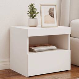 Berkfield Home Beautiful Bedside Cabinet with LED Lights White 50x40x45 cm - Size: 50 x 40 x 45 cm - thumbnail 2