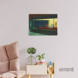 "Artery8 Edward Hopper Nighthawks Canvas Wall Art Print - Size: W12"" x H16""" - thumbnail 3