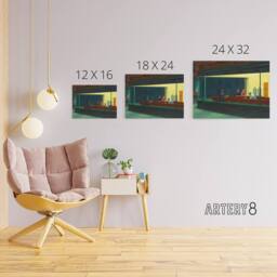 "Artery8 Edward Hopper Nighthawks Canvas Wall Art Print - Size: W12"" x H16""" - thumbnail 4