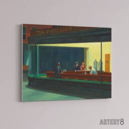 "Artery8 Edward Hopper Nighthawks Canvas Wall Art Print - Size: W12"" x H16""" - thumbnail 2