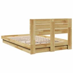 Berkfield Home Bed Frame with Headboard without Mattress 120x200 cm Solid Wood Oak in Tan - Size: Small Double - thumbnail 8