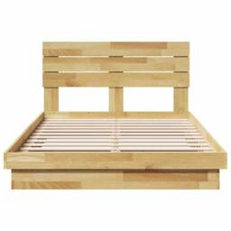 Berkfield Home Bed Frame with Headboard without Mattress 120x200 cm Solid Wood Oak in Tan - Size: Small Double - thumbnail 6