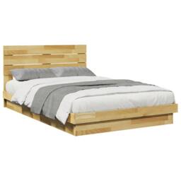 Berkfield Home Bed Frame with Headboard without Mattress 120x200 cm Solid Wood Oak in Tan - Size: Small Double - thumbnail 5