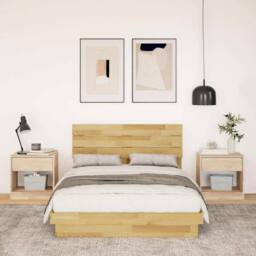 Berkfield Home Bed Frame with Headboard without Mattress 120x200 cm Solid Wood Oak in Tan - Size: Small Double - thumbnail 4