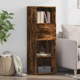 Berkfield Home Highboard Smoked Oak 40x42.5x124 cm Engineered Wood in Brown - thumbnail 1
