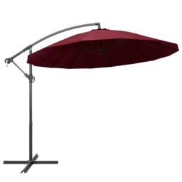 Berkfield Home Hanging Parasol Burgundy 3 m Aluminium Pole - thumbnail 2