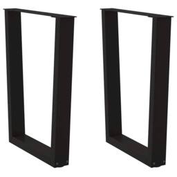 Berkfield Home Dining Table Legs V-Shape 2 pcs Black 60x(72-73.3) cm Steel - thumbnail 2