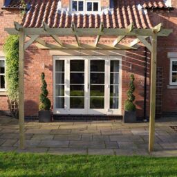 Rutland County Garden Furniture Ltd Wall Mounted Garden Pergola, Wood, L240 x W300 x H270 cm, Rustic Brown in Light Green - thumbnail 6