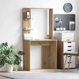 Berkfield Home Modern Artisan Oak Writing Desk Artisan Oak Engineered Wood Standard in Brown - thumbnail 2