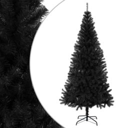 Berkfield Home Artificial Christmas Tree with Stand Black 180 cm PVC - thumbnail 1