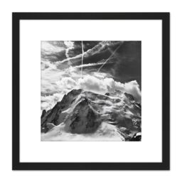 Artery8 Buisse Mont Blanc Tacul Mountain Summit Photo 8X8 Inch Square Wooden Framed Wall Art Print Picture with Mount in Black - thumbnail 1
