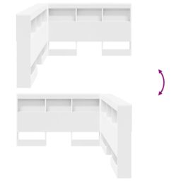 Berkfield Home Storage Headboard with Shelf with Headboard with Storage White 120 cm Engineered wood - thumbnail 9