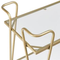 Wyld and Coco Gold Metal and Glass Kitchen Trolley Braked Wheels Two Tempered Glass - thumbnail 5
