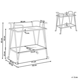 Wyld and Coco Gold Metal and Glass Kitchen Trolley Braked Wheels Two Tempered Glass - thumbnail 4