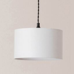 ValueLights Reni Fabric Drum Shade 3 Drop Bar Matte Black Diner Ceiling Pendant Light in Grey - thumbnail 5