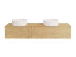 Vente-unique Suspended Bathroom Vanity Unit In Mindi Wood With Double Ceramic in Light Oak - thumbnail 2