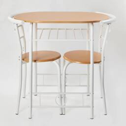 Eldo 3-Piece Compact Dining Set with Cream Chairs & Wood-Effect Table Top - thumbnail 4