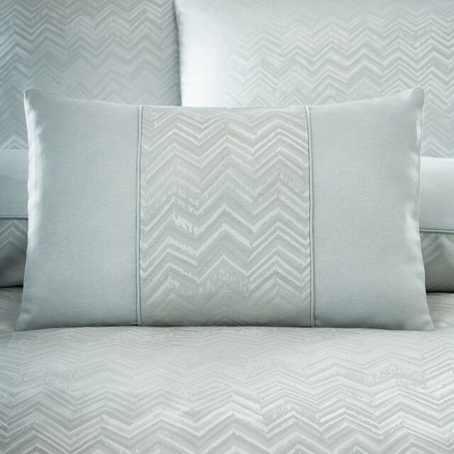 Portfolio Home Antibes Chevron Waves Filled Boudoir Cushion Pillow 32 x 50cm in Silver - Size: 50 cm x 30 cm - image 1