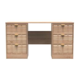 Ready Assembled 2 U Seattle 6 Drawer Kneehole Desk (Ready Assembled) in Light Oak - thumbnail 1