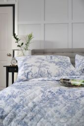 The Lyndon Company Toile De Jouy Luxurious 200 Thread Count Housewife Pillowcase Pair - Deyongs 1846 in Blue - Size: Standard Pillow Case - thumbnail 1