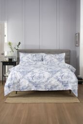 The Lyndon Company Toile De Jouy Luxurious 200 Thread Count Housewife Pillowcase Pair - Deyongs 1846 in Blue - Size: Standard Pillow Case - thumbnail 2