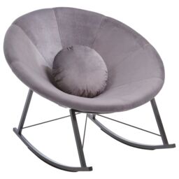 Orsina Unique Black Chair, Stylish Conical Seat With Velvet Upholstery, Luxe Armless Chair With A Plush Cushion in Grey