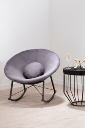 Orsina Unique Black Chair, Stylish Conical Seat With Velvet Upholstery, Luxe Armless Chair With A Plush Cushion in Grey - thumbnail 2